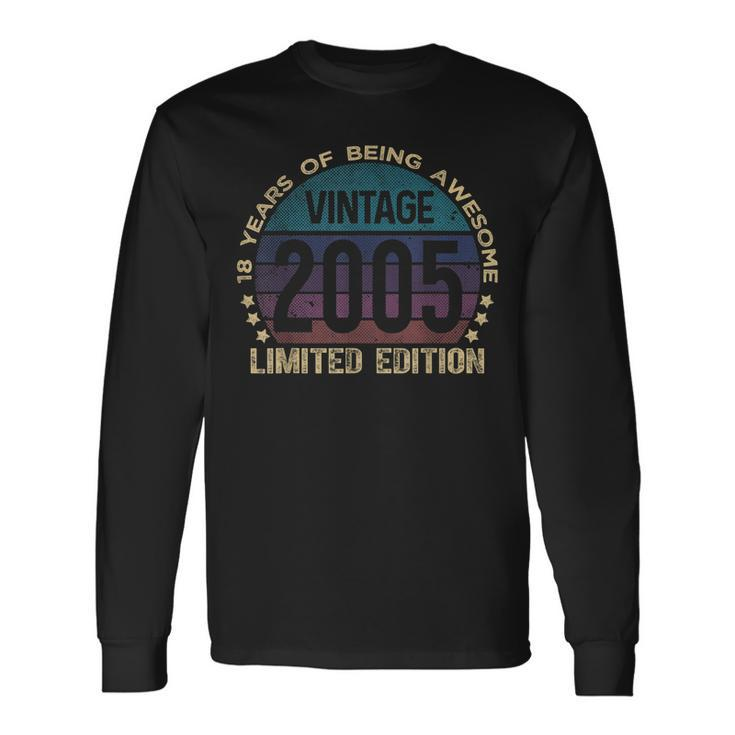 18Th Birthday 18 Year Old Limited Edition Vintage 2005 V2 Long Sleeve T-Shirt