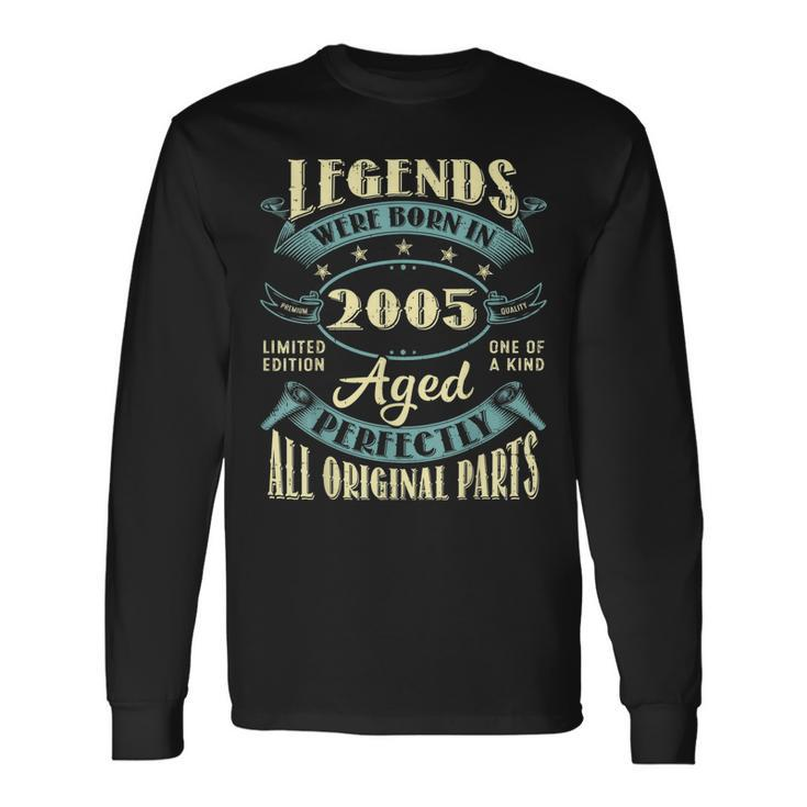 18Th Birthday Vintage Legends Born In 2005 18 Year Old Long Sleeve T-Shirt