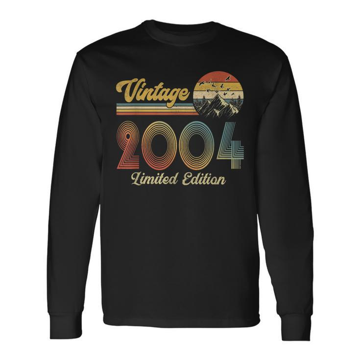 19 Year Old Made In 2004 Vintage 19Th Birthday Retro Long Sleeve T-Shirt