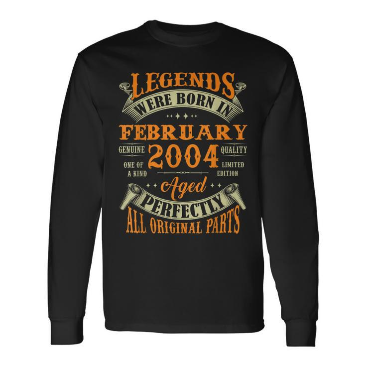19 Years Old Legends Born In February 2004 19Th Bday Long Sleeve T-Shirt