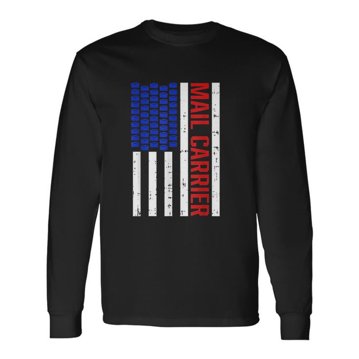Proud Patriotic Postal Worker American Flag Us Postal Worker V2 Men Women Long Sleeve T-shirt Graphic Print Unisex