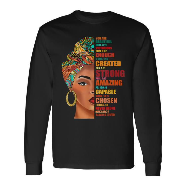 Black Queen Lady Curly Natural Afro African American Ladies  V5 Unisex Long Sleeve