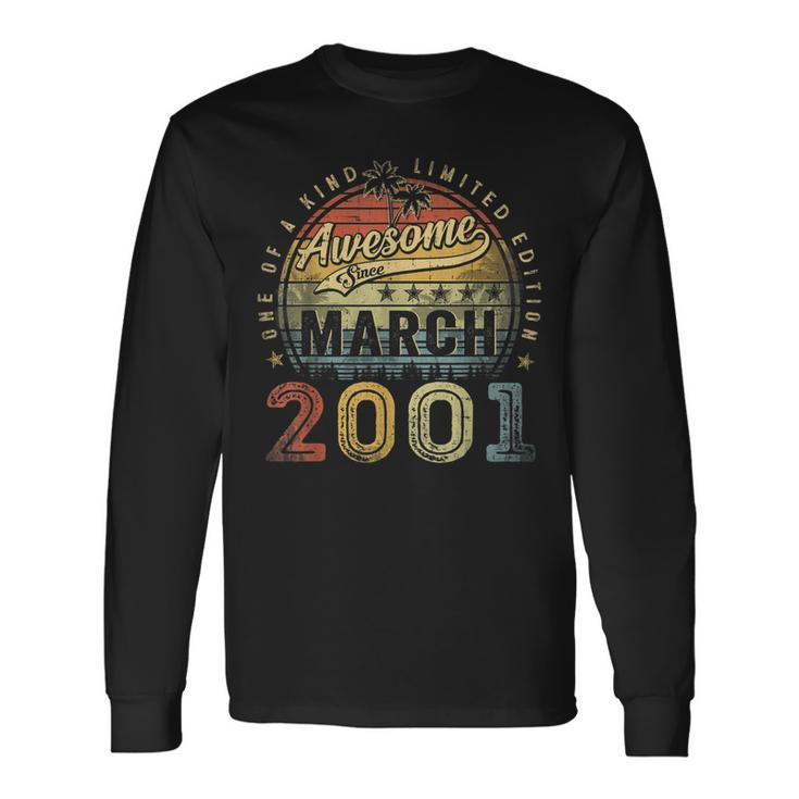 22 Year Old Awesome Since March 2001 22Nd Birthday Long Sleeve T-Shirt