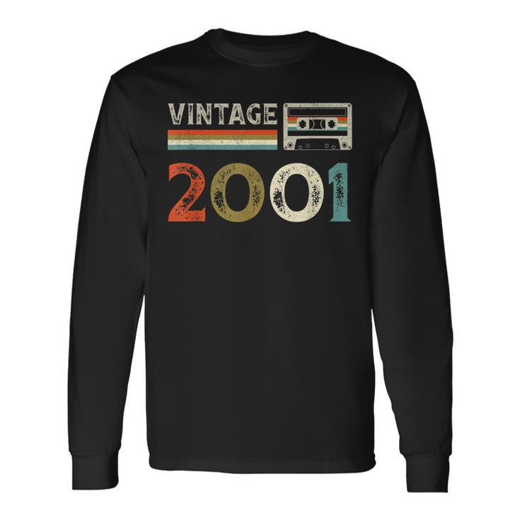 22 Year Old Gifts Vintage 2001 22Nd Birthday Cassette Tape Men Women Long Sleeve T-shirt Graphic Print Unisex Gifts ideas