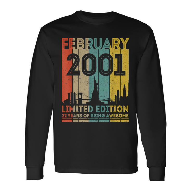 22 Years Old Vintage February 2001 22Nd Birthday Long Sleeve T-Shirt