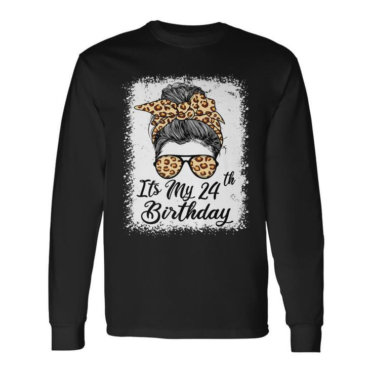 24 Year Old Its My 24Th Birthday Gifts For Her Leopard Women   Men Women Long Sleeve T-shirt Graphic Print Unisex