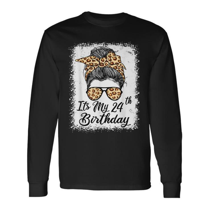 24 Year Old Its My 24Th Birthday Gifts For Her Leopard Women  V2 Men Women Long Sleeve T-shirt Graphic Print Unisex
