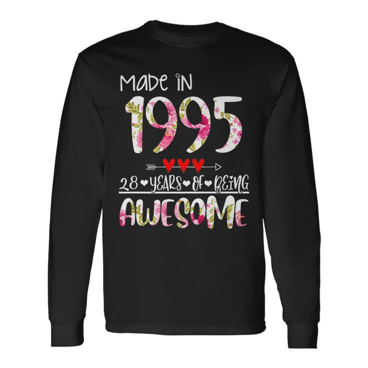 28Th Birthday For Women Floral Made In 1995 Birthday Long Sleeve T-Shirt