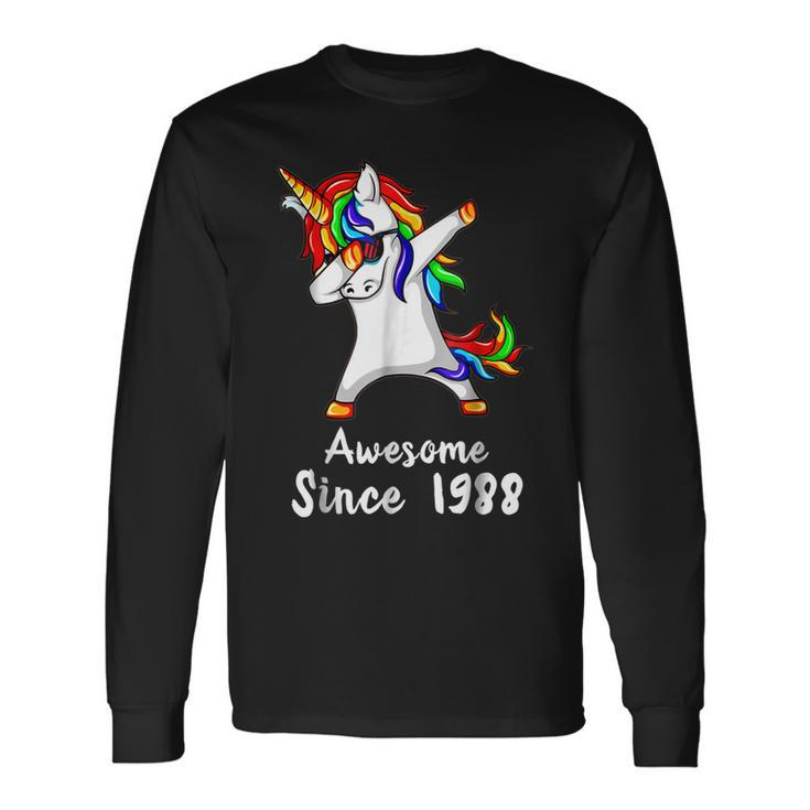 30 Years Old 30Th Birthday Unicorn Dabbing Shirt 1988 Long Sleeve T-Shirt T-Shirt
