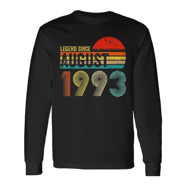 30 Years Old Retro Birthday Legend Since August 1993 Long Sleeve T-Shirt
