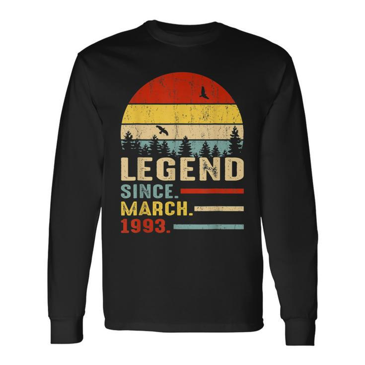 30 Years Old Retro Birthday Legend Since March 1993 Long Sleeve T-Shirt