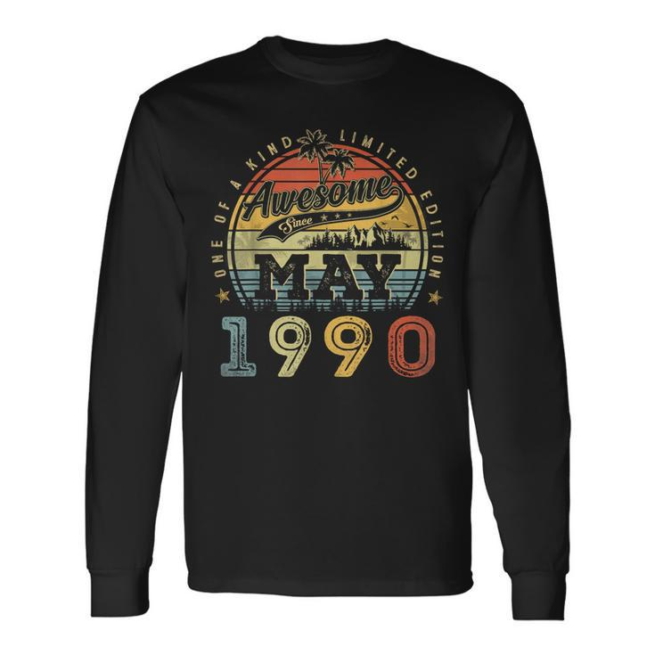 33 Year Old Awesome Since May 1990 33Rd Birthday Long Sleeve T-Shirt