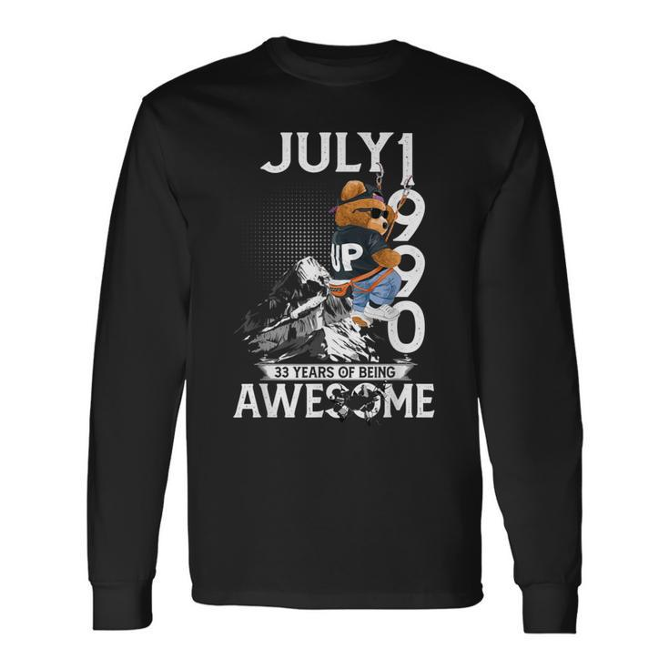 33Rd Birthday Vintage July 1990 33 Years Old For Men Long Sleeve T-Shirt