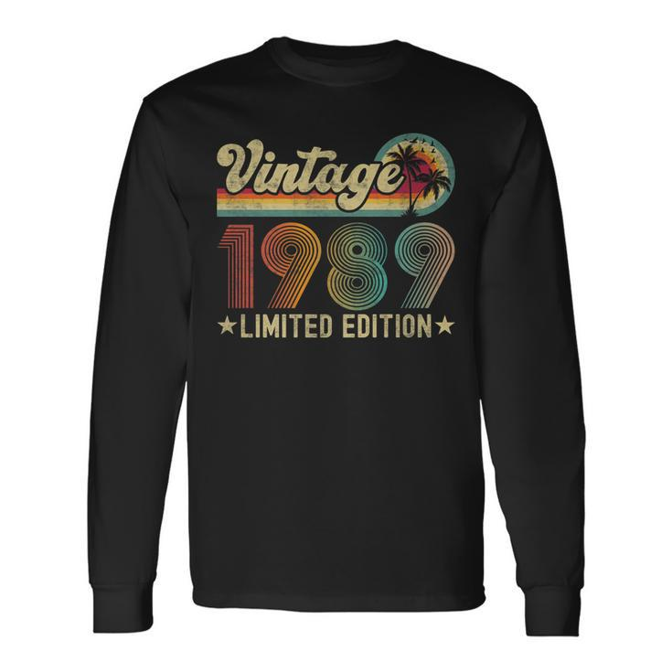 34 Years Old Vintage 1989 34Th Birthday Women Men Long Sleeve T-Shirt