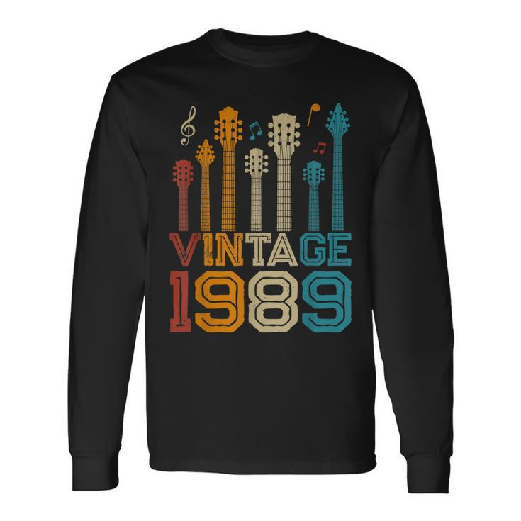 34Th Birthday Vintage 1989 Guitarist Guitar Lovers Long Sleeve T-Shirt