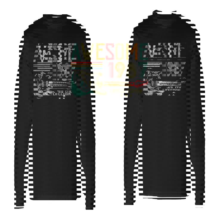36Th Birthday For Men Women Guitar Player Born In 1987 Long Sleeve T-Shirt
