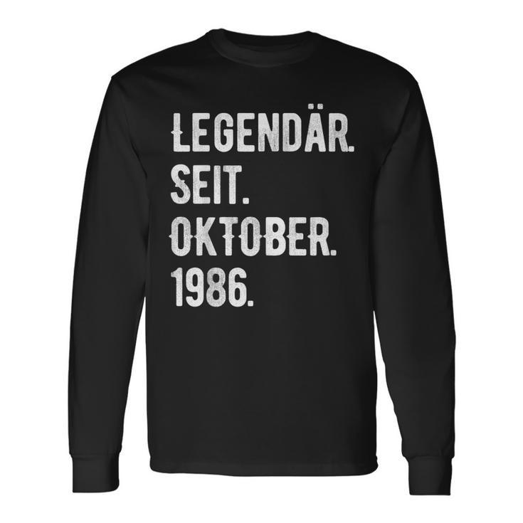 37 Geburtstag Geschenk 37 Jahre Legendär Seit Oktober 1986 Langarmshirts Geschenkideen