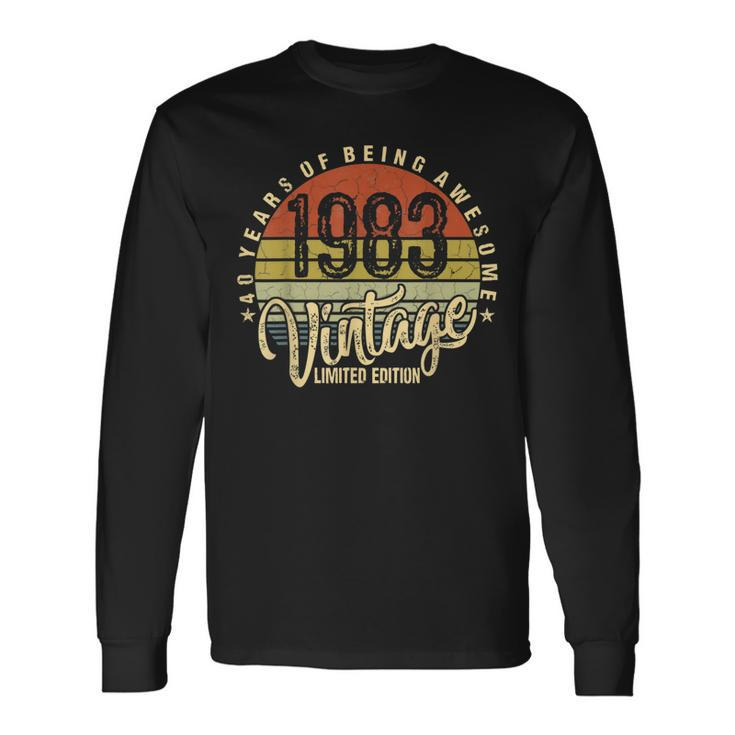 40 Year Of Being Awesome Since 1983 40Th Birthday Vintage Long Sleeve T-Shirt