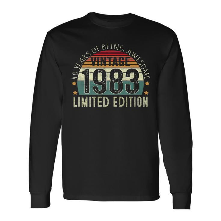 40 Year Old Vintage 1983 Limited Edition 40Th Birthday V8 Long Sleeve T-Shirt