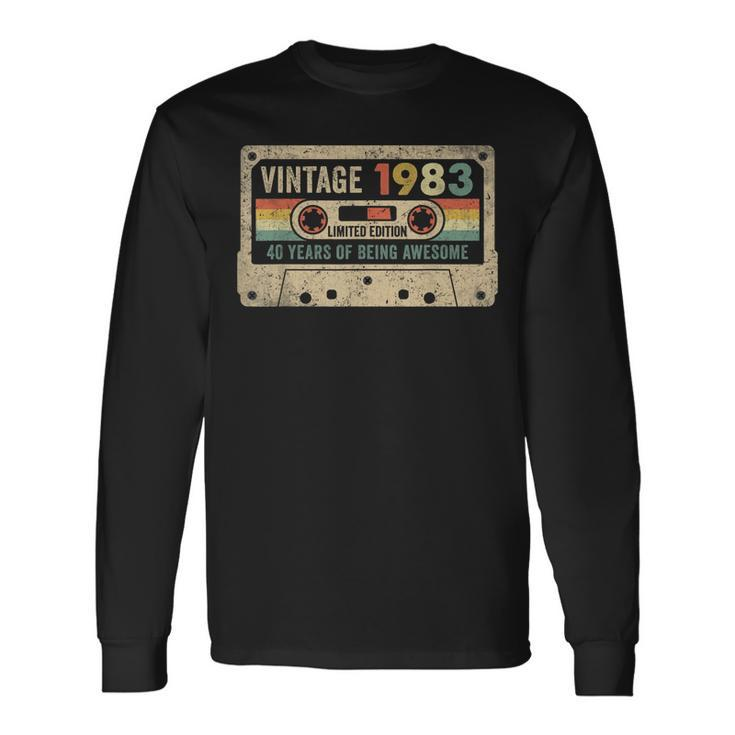 40Th Birthday 40 Years Old Vintage 1983 Cassette Tape 80S Long Sleeve T-Shirt
