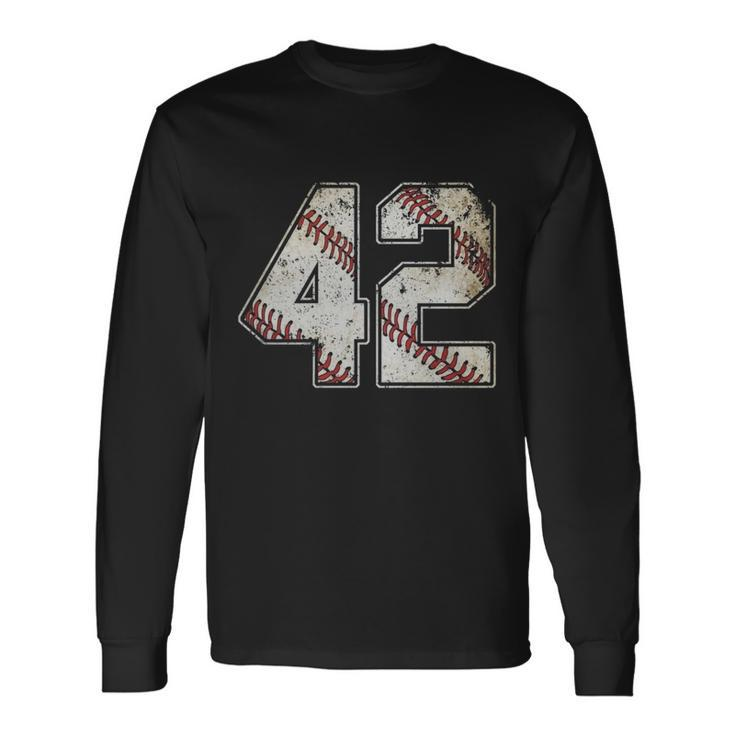 42 Baseball Jersey Number 42 Retro Vintage T-Shirt Men Women Long Sleeve T-Shirt T-shirt Graphic Print