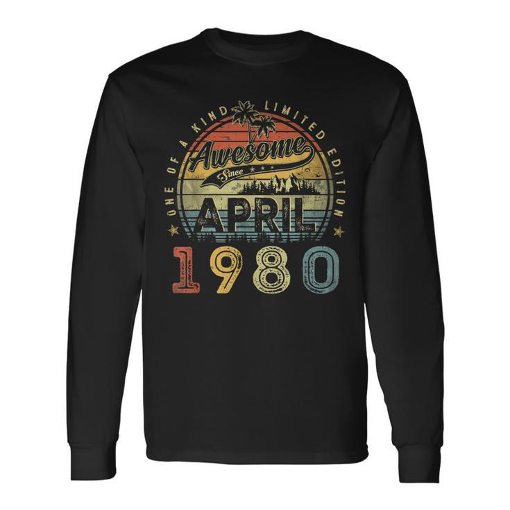 43 Year Old Awesome Since April 1980 43Rd Birthday Long Sleeve T-Shirt