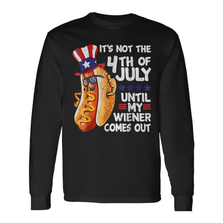 Men 4Th Of July Hot-Dog Wiener Comes Out Adult Humor Long Sleeve T-Shirt