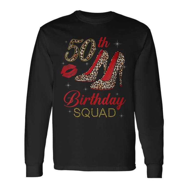 50Th Birthday Squad Stepping Into 50 Leopard Shoes V2 Men Women Long Sleeve T-Shirt T-shirt Graphic Print