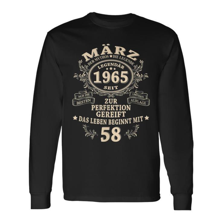 58 Geburtstag Geschenk Mann Mythos Legende März 1965 Langarmshirts Geschenkideen