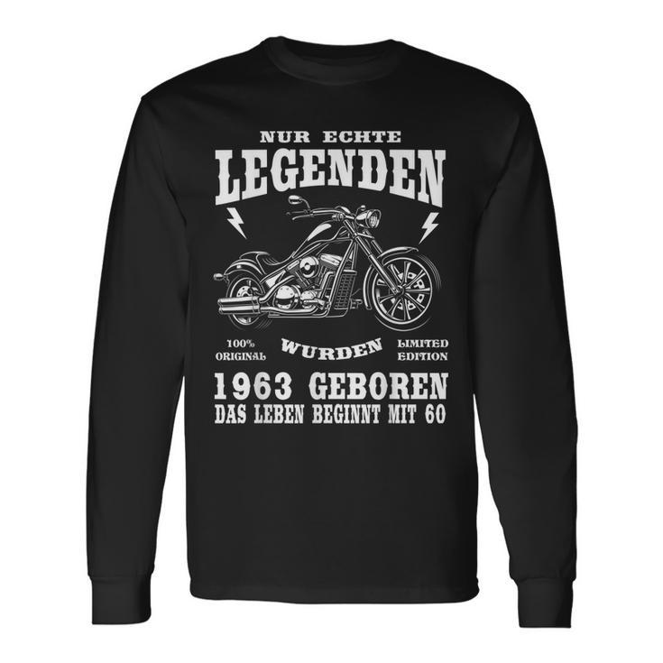 60. Geburtstag Biker Langarmshirts 1963 V2, Motorrad Chopper Design Geschenkideen