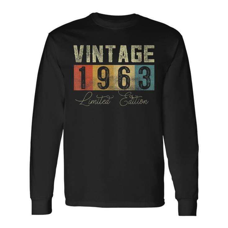 60 Year Old Made In 1963 Vintage 60Th Birthday Retro V2 Long Sleeve T-Shirt