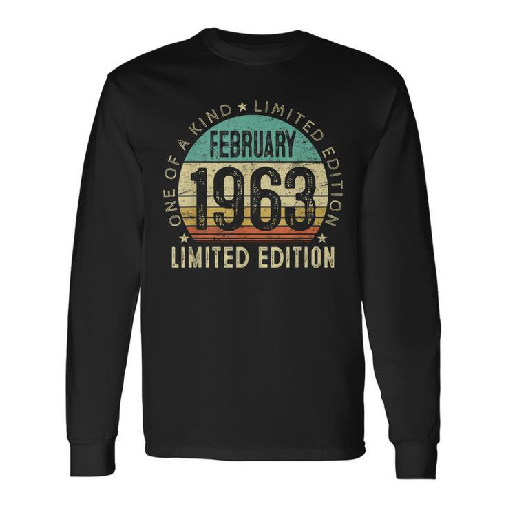 60 Year Old Vintage February 1963 60Th Birthday Long Sleeve T-Shirt
