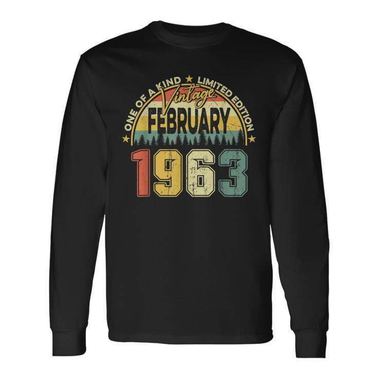 60 Years Old Vintage February 1963 60Th Birthday Long Sleeve T-Shirt