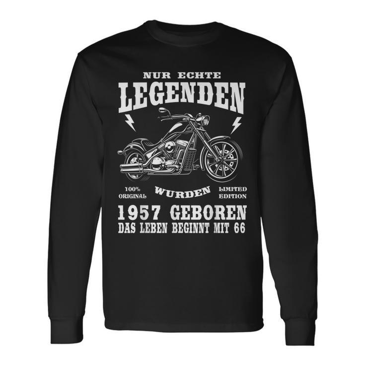 66. Geburtstag Biker Herren Langarmshirts, Motorrad Chopper 1957 Design Geschenkideen