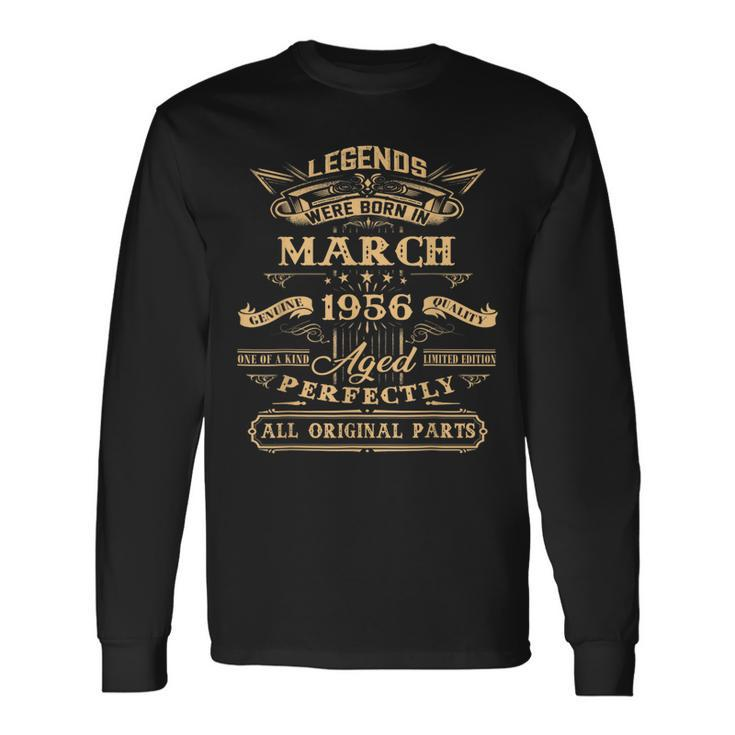 67 Years Old Legends Born In March 1956 67Th Birthday Long Sleeve T-Shirt