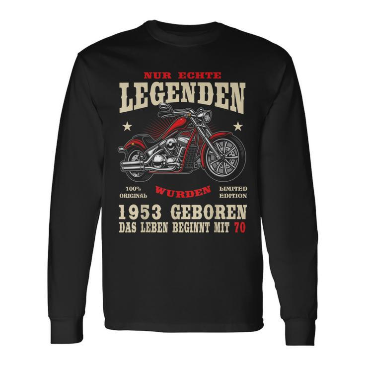 70. Geburtstag Herren Langarmshirts, Motorrad Chopper 1953, Biker Design Geschenkideen