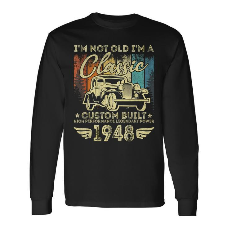 75 Year Old Vintage 1948 Classic Car 75Th Birthday Gifts  Men Women Long Sleeve T-shirt Graphic Print Unisex