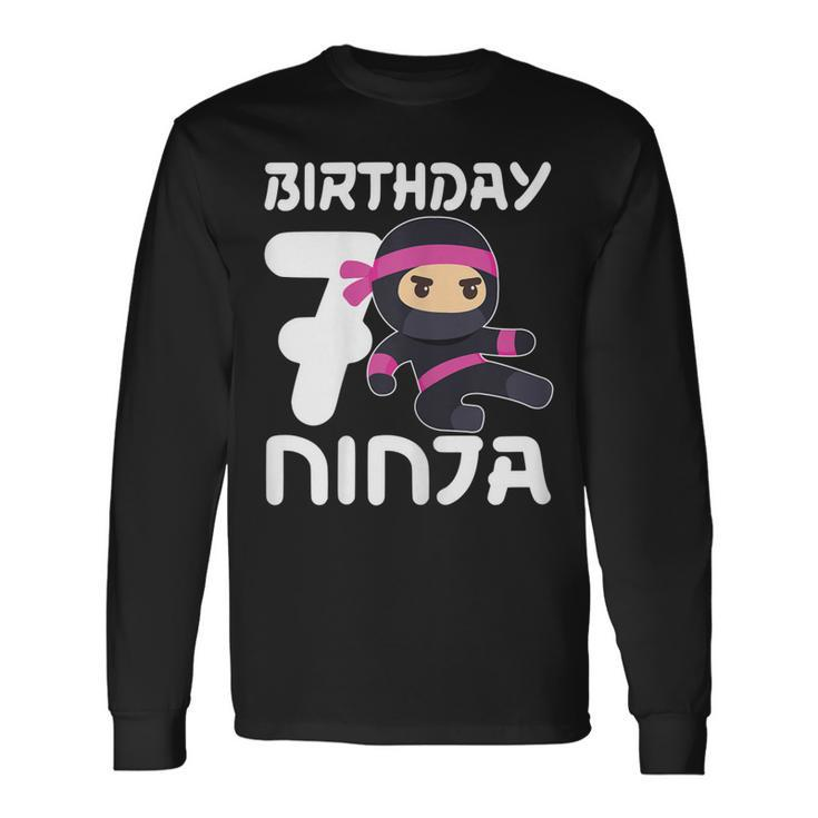 7Th Birthday Ninja Seven 7 Year Old Girl Long Sleeve T-Shirt