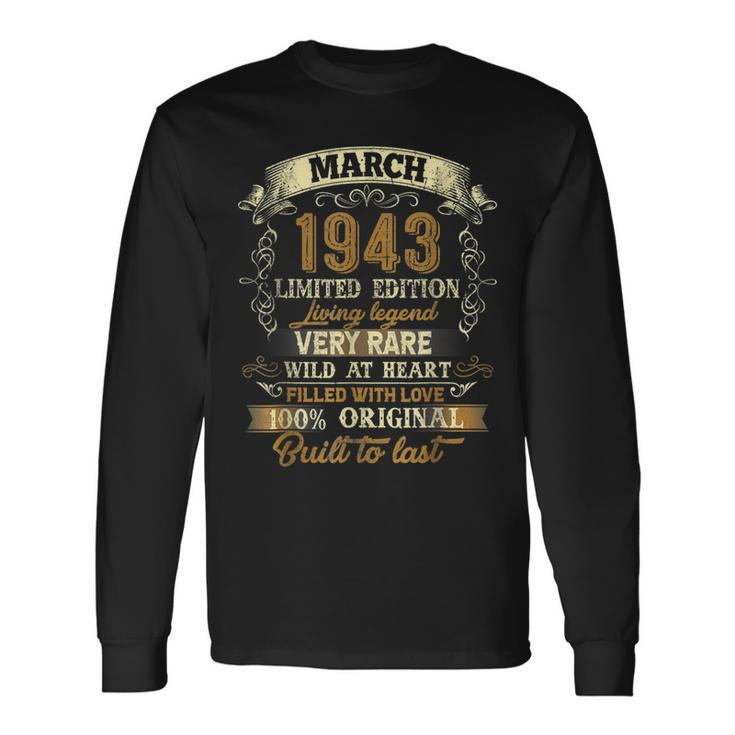 80 Year Old March 1943 Vintage Awesome 80Th Birthday Long Sleeve T-Shirt