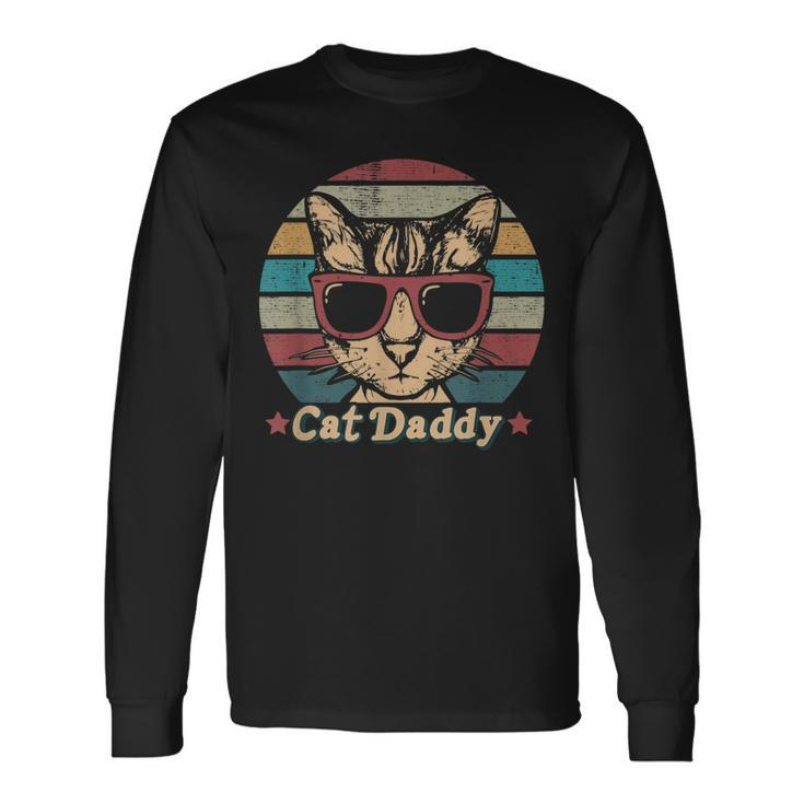 80S Cat Daddy Vintage Sun Cat In Retro Sunglasses Dad Long Sleeve T-Shirt