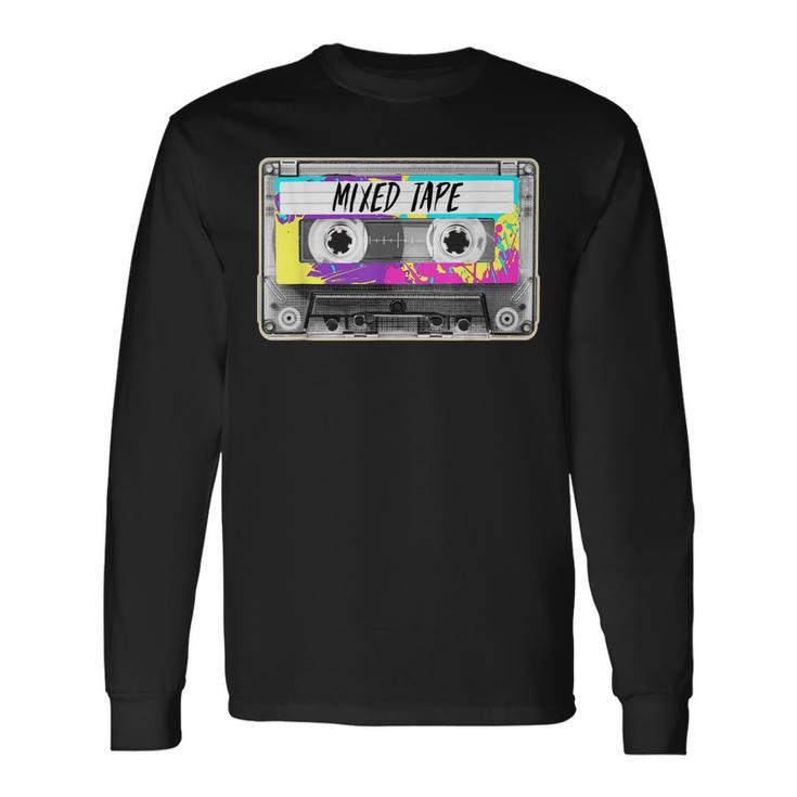 80S Paint Splash Cassette Tape Vintage Mix Tape Long Sleeve T-Shirt
