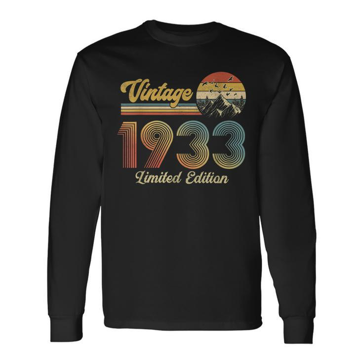 90 Year Old Made In 1933 Vintage 90Th Birthday Retro Long Sleeve T-Shirt