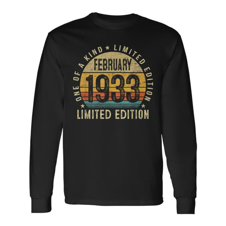 90 Year Old Vintage February 1933 90Th Birthday V2 Long Sleeve T-Shirt