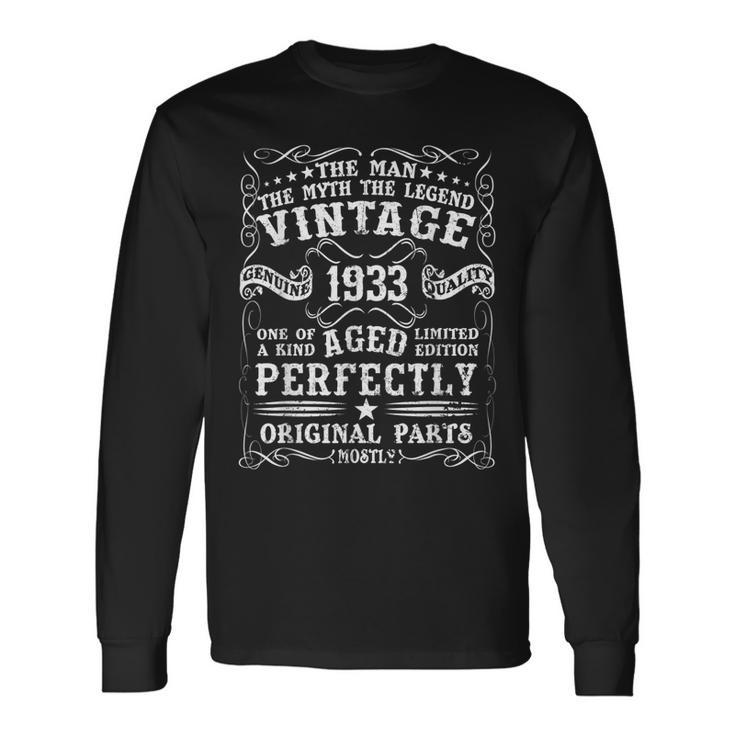 90 Years Old Vintage 1933 Man Myth Legend 90Th Birthday Long Sleeve T-Shirt