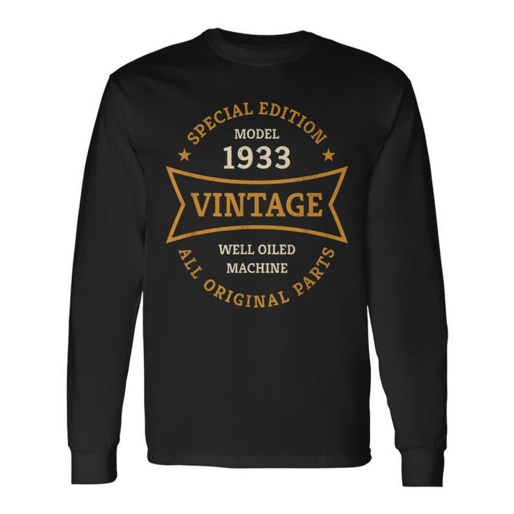 90Th Birthday 90 Years Old Born In 1933 Vintage Ninety Years Long Sleeve T-Shirt T-Shirt