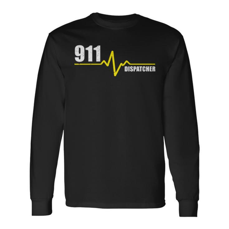 911 Dispatcher Heartbeat Thin Gold Line Long Sleeve T-Shirt T-Shirt