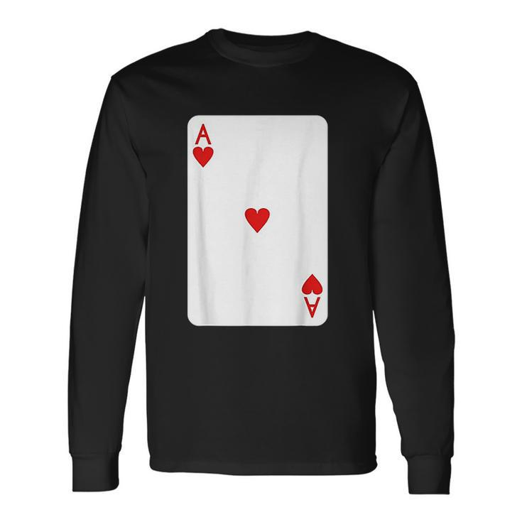 Ace Of Hearts Playing Cards Halloween Costume Deck Of Cards Men Women Long Sleeve T-Shirt T-shirt Graphic Print
