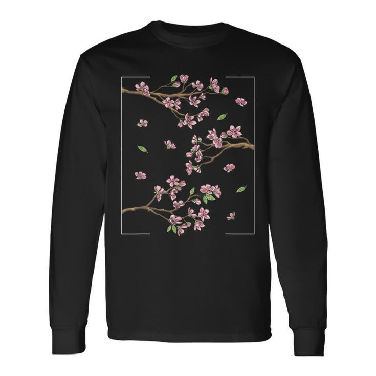 Aesthetic Japanese Style Cherry Blossom Tree Sakura Long Sleeve T-Shirt T-Shirt