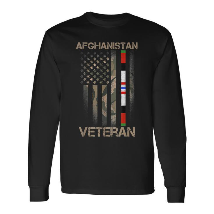 Afghanistan Veteran American Us Flag Proud Army Military Long Sleeve T-Shirt