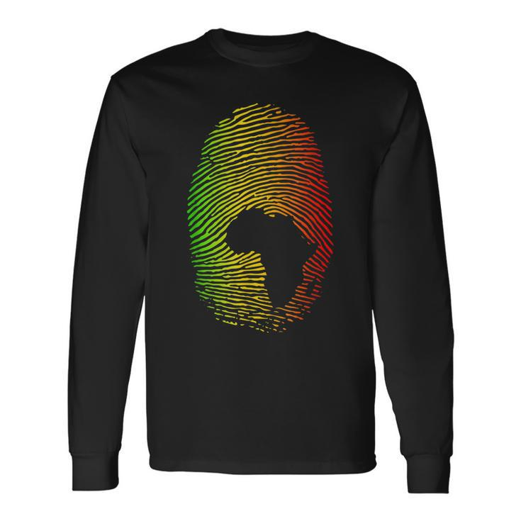 Africa Is In My Dna Fingerprint African Roots Africa Map Long Sleeve T-Shirt